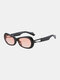 यूनिसेक्स मेटल टीआर ओवल फुल फ्रेम एंटी-पराबैंगनी फैशन फ्लैट धूप का चश्मा - काला भूरा