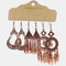 3 Pcs Vintage Geometric Wings Pendant Earrings Set Hollow Irregular Semi-circular Tassel Earrings - 2