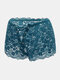 Women Floral Hallow Out Lace Knotted Soft Comfy Sexy Panties - Blue
