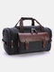 Casual Canvas Multi-Carry Buckle Decor Large Capacity Multi-pocket Travel Outdoor Luggage Handbag Crossbody Bag - Black