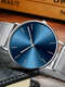 11 Colors Stainless Steel Men Vintage Business Watch Splashproof Decorated Pointer Quartz Watch - Silver Case Blue Dial Silver Sta