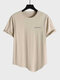 T-shirts à manches courtes à col rond et ourlet irrégulier pour hommes - Abricot