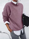 Solid Color Long Sleeve Sweater For Women - Pink