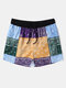 Men Paisley Print Patchwork Breathable Quick Dry Board Shorts - Yellow