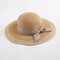 Woman Solid Color Cotton With Linen Bow Travel Holiday Sun Seaside Hat - #01