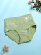 Women Daisy Print Cotton Wide Waistband Comfy High Waist Panties - Green