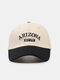 Unisex Cotton Letters Embroidery Color-match Patchwork All-match Sunscreen Baseball Cap - Black