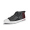 Men Microfiber Leather Color Blocking Non-slip High Top Skate Shoes - Gray