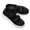 Large Size Women Casual Walking Breathable Mesh Hook Loop Flat Sneakers - Black