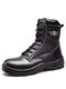 Men Mid Calf Anti-Smashing Lace Up Outdoor Safety Work Boots - Black