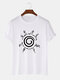 Mens Circle Graphic Crew Neck Casual Cotton Short Sleeve T-Shirts - White
