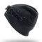 Women Cotton Warm Solid Color Beanie Hat Outdoor Casual Windproof Ear Protection Hat  - Black