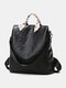 Women Vintage PU Leather Embossed Multi-carry Crossbody Bag Shoulder Bag Backpack Handbag - Black