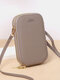 Women Faux Leather Fashion Touch Screen Mini Crossbody Bag Phone Bag - Gray