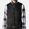 Mens Casual Retro Cotton Slim Vests Multi-procket Corduroy Sleeves Coat Tops - Black