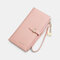 Women PU Leather Multi-card Slots Phone Bag Money Clip Wallet Purse - Pink