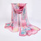 Women Silk Scarf Chiffon Shawls Geometric Print Thin Long Polyester Scarves Foulard Women - Pink