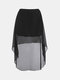 Women Asymmetric High-low Elastic Waist Skirt - Black