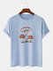 Plus Size Mens Cartoon Mushroom Graphic Fashion Cotton Short Sleeve T-Shirts - Blue
