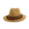 Women Sunshade Tassel Straw Hat Outdoor Seaside Sun Visor Solid Color Jazz Hat   - Khaki