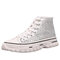 Women's Breathable Wearable Rivet Platform Casual Canvas Trainers - White