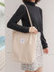 Women Corduroy Large Capacity Handbag Shoulder Bag Tote - Beige