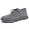 Men Pure Color Non Slip Elastic Panels Soft  Sole Casual Leather Shoes - Grey