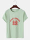 Mens Chinese Character Happiness Print Linen Texture Short Sleeve T-Shirts - Green