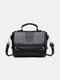 Retro Faux Leather Magnetic Snap Crossbody Bag Waterproof Satchel Shoulder Bag - Black