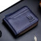BULLCAPTAIN Genuine Leather Zipper Short Wallets Vintage 7 Card Holder Coin Purse - Blue