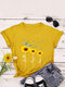 Floral Printed Short Sleeve O-Neck T-shirt - Earth Yellow