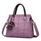 Women Stitching 3 Layer Handbag Large Capacity Solid Leisure Crossbody Bag - Purple