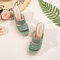 Women Comfy Daily Veins Open Toe Espadrilles Wedges Slippers - Green