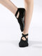 Women Cotton Solid Color Cross Straps Silicone Non-slip Terry Thickened Yoga Socks - Black