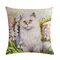 Cute Cat Printing Linen Cushion Cover Colorful Cats Pattern Decorative Throw Pillow Case For Sofa Pillowcase - #7