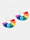 Trendy Bohemian Personality Colorful Scalloped Tassel Cotton Thread Alloy Earrings - #01