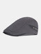 Men Cotton Patchwork Letters Pattern Embroidery Metal Logo Sunshade Berets - Gray