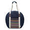 Women National Style Canvas Stripe Travel Bag Luggage Bag  Hobo Handbag - Dark Blue