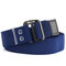Mens Long Weave Canvas Web Elasticity Belt Outdoor Slider Buckle Durable Adjustable Belt - Blue