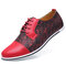Large Size Men Cap Toe Color Blocking Lace Up Casual Oxfords - Red