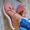 Women Tassel Decor Comfy Breathable Casual Closed Toe Platform Sandals - Pink
