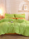 4Pcs AB Sided Plain Color Crystal Velvet Comfy Bedding Duvet Cover Set Pillowcase Adults Bed Duvet Set - Green