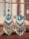 Ethnic Bohemia Vintage Drop-shape Alloy Chinese Style Earrings - Blue