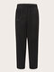 Plus Size Solid Color Elastic Waist Button Knitted Tapered Pants - Black