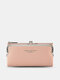 Bolsa feminina couro artificial elegante de grande capacidade com vários slots para cartão Design - Rosa