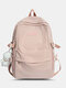 Preppy Soild Nylon Large Capacity Multi-pockets Splashproof Outdoor Travel Backpack - Pink