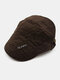 Men Striped Embroidery Pattern Adjustable Casual Flat Hat Forward Hat Beret Hat - Coffee