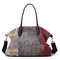 Women Flower Pattern Casual Canvas Handbag Bucket Bags Shoulder Bag - Purple