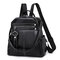 Travel PU Multi-function Backpack Solid Shoulder Bag For Women - Black