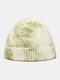 Unisex Core-spun Yarn Knitted Tie-dye Adjustable Fashion Warmth Beanie Hat - Green